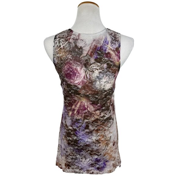 Vtg 90s NWOT Moody Floral Lace Overlay Tank Top | Grunge Fairy Whimsigoth Y2K M - Picture 8 of 16